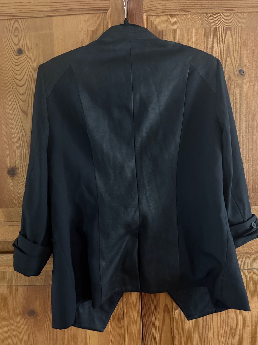 Helmut Lang Black Wool Blazer Leather Trim Size 10 Designer Edgy Soho Downtown - Picture 11 of 14